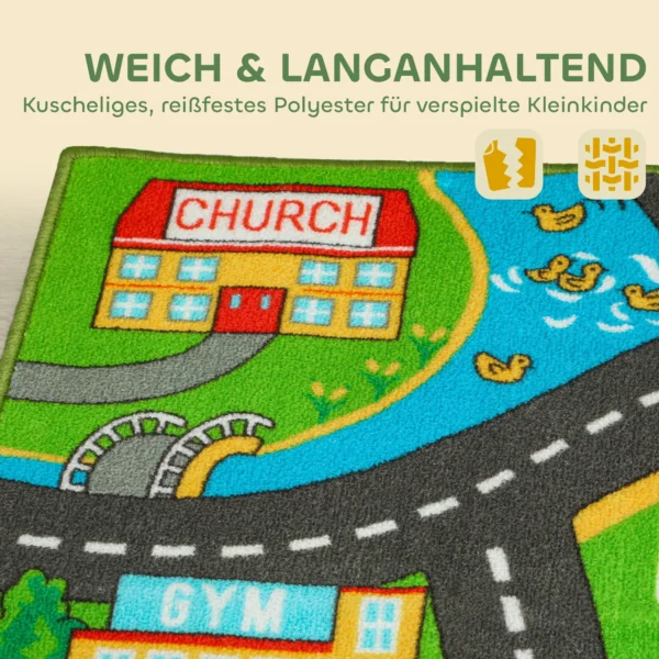 Baby Kruipmat, Speelmat 160x100x0,5cm, Kruipdeken Met Antislip Onderkant Stadsmotief Voor Kinderkamer