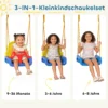 Baby Schommel 3 In 1 Kinder Schommel Verstelbaar Schommelstoel Met Rugleuning, Veiligheidsgordel, 128 X 155 X 157 Cm Blauw