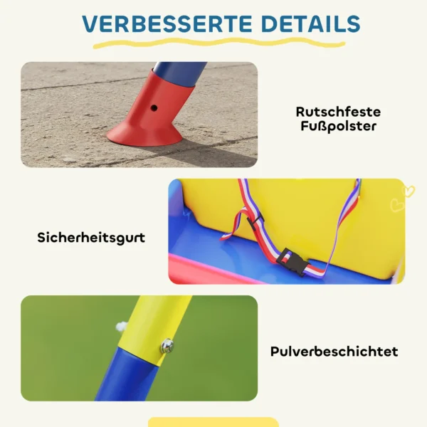 Baby Schommel 3 In 1 Kinder Schommel Verstelbaar Schommelstoel Met Rugleuning, Veiligheidsgordel, 128 X 155 X 157 Cm Blauw