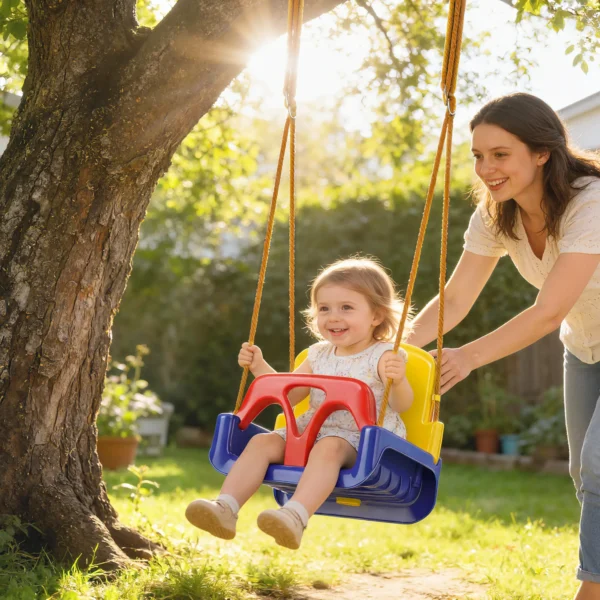 Baby Schommel 3 In 1 Verstelbaar Kinder Schommel Met Rugleuning, Veiligheidsgordel, Voor Kinderen Van 9 36 Maanden, Donkerblauw