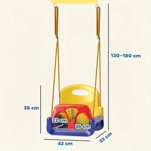 Baby Schommel 3 In 1 Verstelbaar Kinder Schommel Met Rugleuning, Veiligheidsgordel, Voor Kinderen Van 9 36 Maanden, Donkerblauw