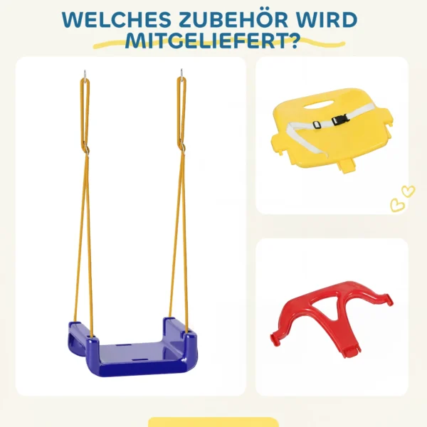 Baby Schommel 3 In 1 Verstelbaar Kinder Schommel Met Rugleuning, Veiligheidsgordel, Voor Kinderen Van 9 36 Maanden, Donkerblauw