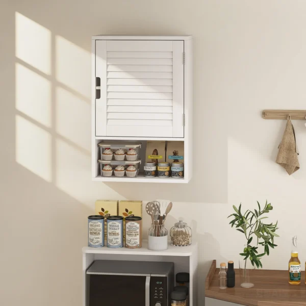 Badkamerkast Hangkast Wandkast Badkast Met 1 Deur, Verstelbare Planken 40 X 20 X 60 Cm Wit