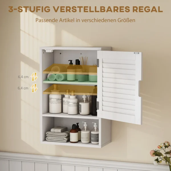 Badkamerkast Hangkast Wandkast Badkast Met 1 Deur, Verstelbare Planken 40 X 20 X 60 Cm Wit