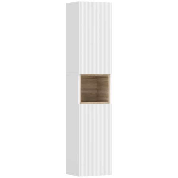 Badkamerkast, Vrijstaand Met 2 Deuren En Open Rek, Wit