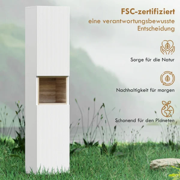 Badkamerkast, Vrijstaand Met 2 Deuren En Open Rek, Wit