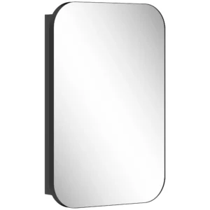 Badkamerspiegelkast, Badkamerkast Met Spiegel, Hangkast Met Verstelbaar Rek, 40 X 10 X 60 Cm, Zwart