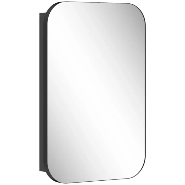 Badkamerspiegelkast, Badkamerkast Met Spiegel, Hangkast Met Verstelbaar Rek, 40 X 10 X 60 Cm, Zwart