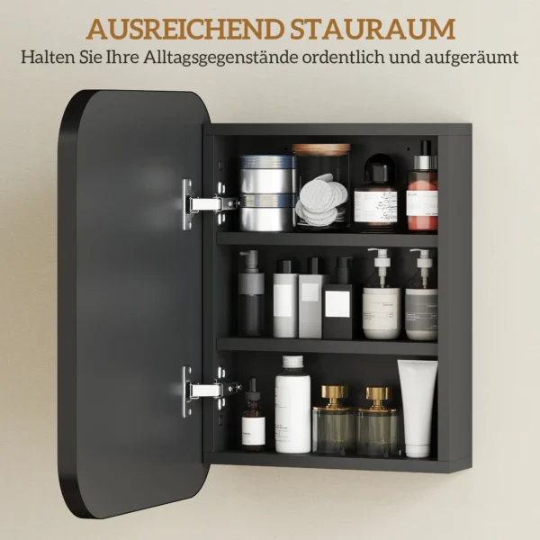 Badkamerspiegelkast, Badkamerskast Met Spiegel, Verstelbaar Rek, 40,2 X 10,2 X 50,9 Cm, Zwart