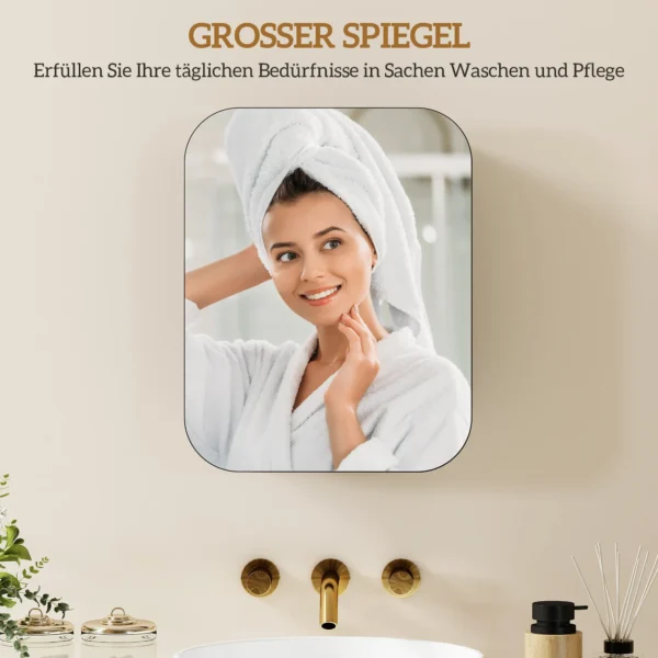 Badkamerspiegelkast, Badkamerskast Met Spiegel, Verstelbaar Rek, 40,2 X 10,2 X 50,9 Cm, Zwart