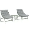 Balkonmeubelset 3 delig Tuinmeubelset Met Tafel Kussens Stalen Frame Verstelbare Voetpads Lichtgrijs