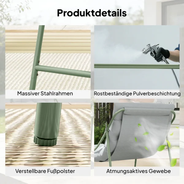 Balkonmeubelset 3 delig Tuinmeubelset Met Tafel Kussens Stalen Frame Verstelbare Voetpads Lichtgrijs