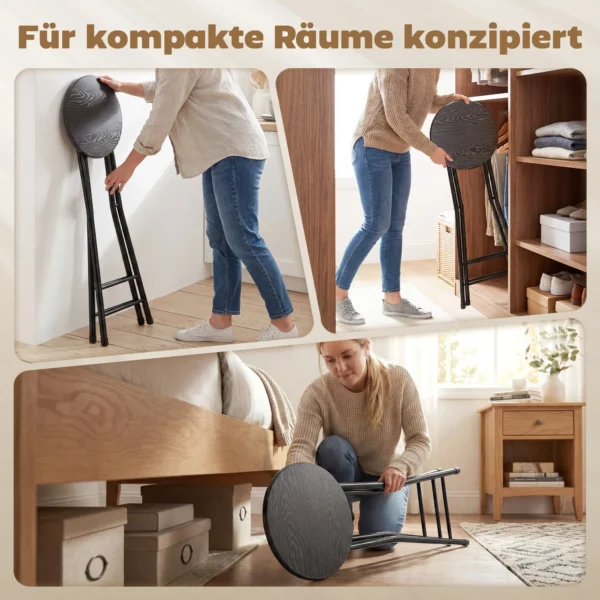 Barkrukken Set Van 2, Inklapbare Barstoel Met Stalen Frame, Keukenstoelen Met Dubbele Voetsteun 34 X 30 X 70 Cm Zwart