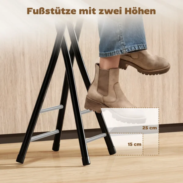 Barkrukken Set Van 2, Inklapbare Barstoel Met Stalen Frame, Keukenstoelen Met Dubbele Voetsteun 34 X 30 X 70 Cm Zwart