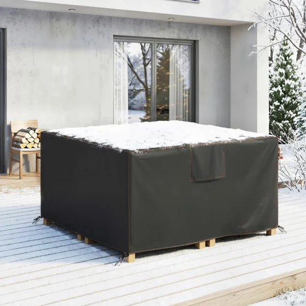 Beschermhoes Voor Tuinmeubelen Winterbestendig Waterdicht Dekking Anti UV Afdekzeil 420D Oxford Stof 125x125x74cm Zwart