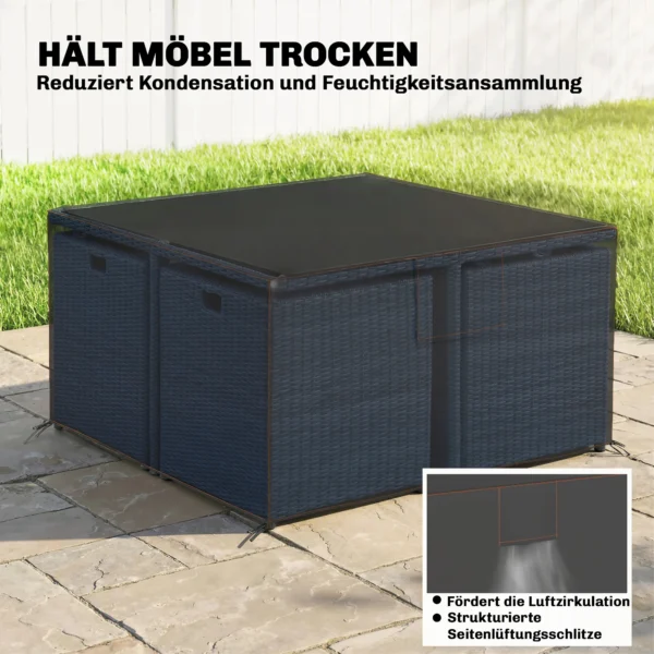 Beschermhoes Voor Tuinmeubelen Winterbestendig Waterdicht Dekking Anti UV Afdekzeil 420D Oxford Stof 125x125x74cm Zwart