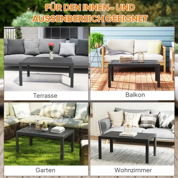 Bijzettafel Balkontafel Van Staal Rechthoekige Koffietafel Weerbestendige Tuintafel 101,5x61x46 Cm Grijs