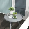 Bijzettafel, Salontafel, Tuintafel, Terrastafel Voor Tuin, Balkon, Staal, 40 X 40 X 50 Cm, Grijs
