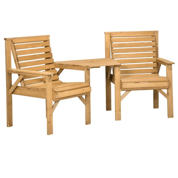 Bistro Set 3 delig Van Weerbestendig Hout Tuinmeubelset Met Lamellenontwerp Parasolgat Bruin