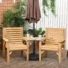 Bistro Set 3 delig Van Weerbestendig Hout Tuinmeubelset Met Lamellenontwerp Parasolgat Bruin