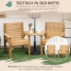 Bistro Set 3 delig Van Weerbestendig Hout Tuinmeubelset Met Lamellenontwerp Parasolgat Bruin