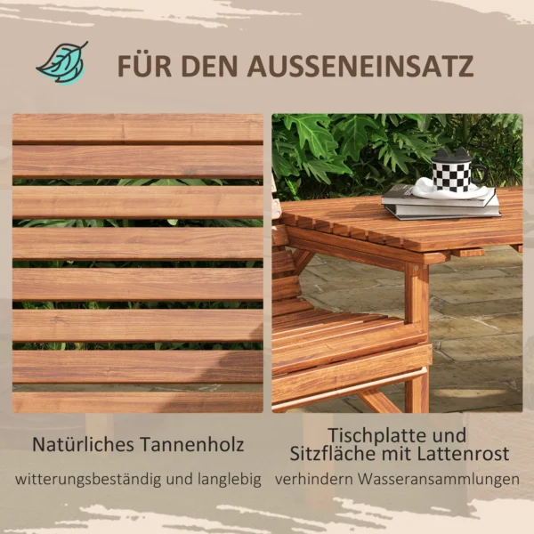 Bistro Set 3 delig Van Weerbestendig Hout Tuinmeubelset Met Lamellenontwerp Parasolgat Verkoold