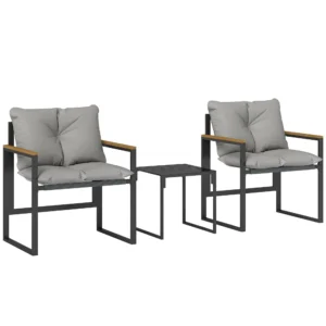 Bistro Set Voor 2 Personen, 3 delig Tuin bistro set Met Metalen Frame En Dikke Kussens