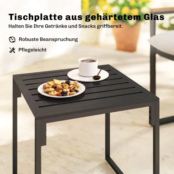 Bistro Set Voor 2 Personen, 3 delig Tuin bistro set Met Metalen Frame En Dikke Kussens