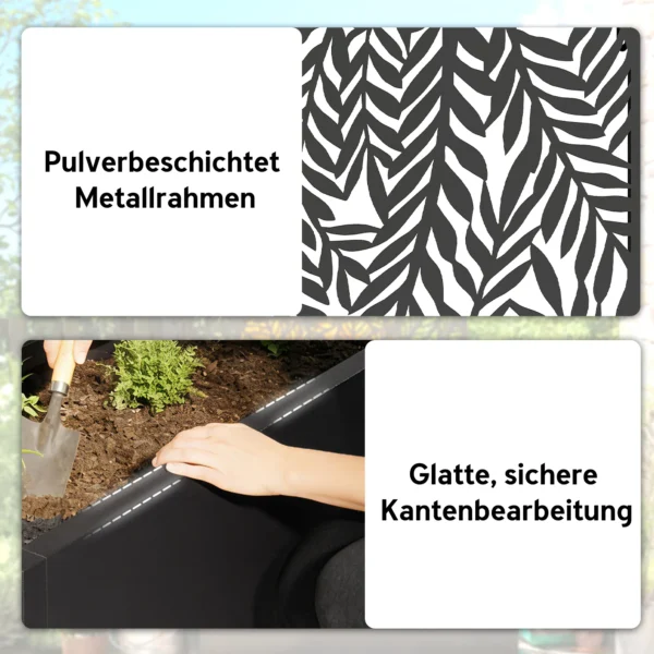 Bloembak Met Zichtbescherming Plantenbak Met Klimrek Tropische Bladmotieven 61 X 23 X 113 Cm Zwart