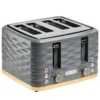 Broodrooster Voor 4 Sneetjes Met 7 Bruiningsniveaus, High Lift, Opwarm /Ontdooi /Afbreekfunctie, Grijze Golfpatroon
