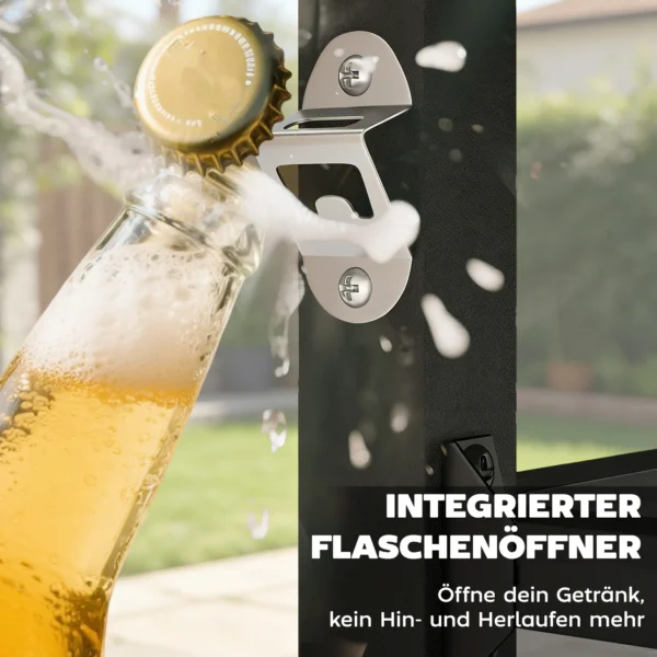 Buiten Grillwagen, Pizzaoventafel Met Metalen Oppervlak, 2 laags Rijdende Keukenstation Met Haken En Handvat, Zwart