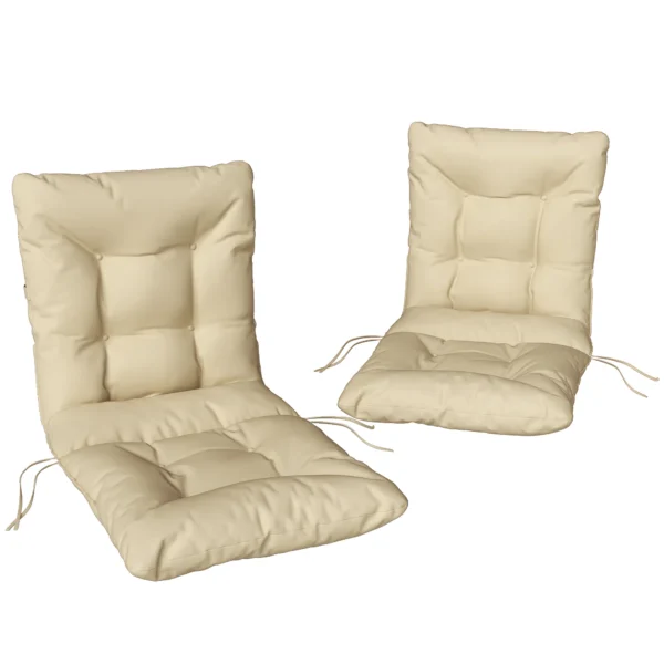 Buiten Zitkussen Met Rugleuning En Banden, Waterafstotende Kussens Voor Binnen En Buiten, Beige