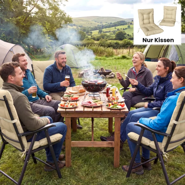 Buiten Zitkussen Met Rugleuning En Banden, Waterafstotende Kussens Voor Binnen En Buiten, Beige