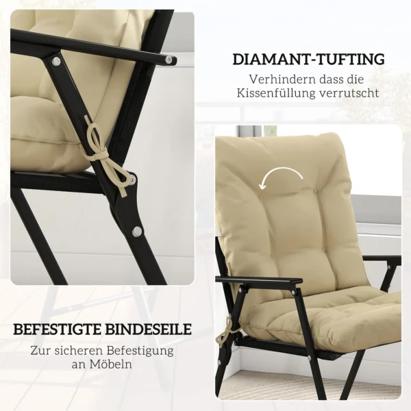 Buiten Zitkussen Met Rugleuning En Banden, Waterafstotende Kussens Voor Binnen En Buiten, Beige