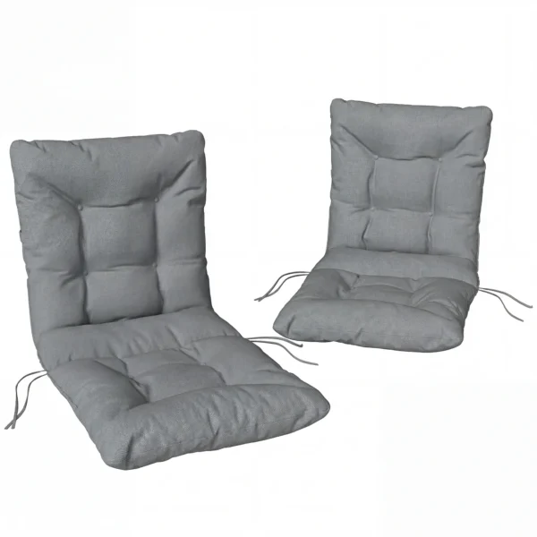 Buiten Zitkussen Met Rugleuning En Banden, Waterafstotende Kussens Voor Binnen En Buiten, Lichtgrijs