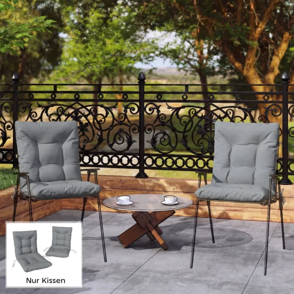 Buiten Zitkussen Met Rugleuning En Banden, Waterafstotende Kussens Voor Binnen En Buiten, Lichtgrijs