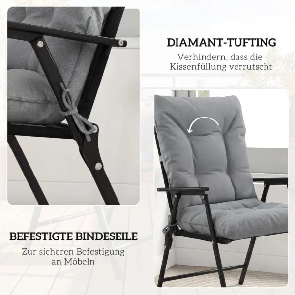 Buiten Zitkussen Met Rugleuning En Banden, Waterafstotende Kussens Voor Binnen En Buiten, Lichtgrijs