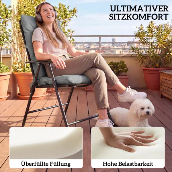 Buiten Zitkussen Met Rugleuning En Banden, Waterafstotende Kussens Voor Binnen En Buiten, Lichtgrijs