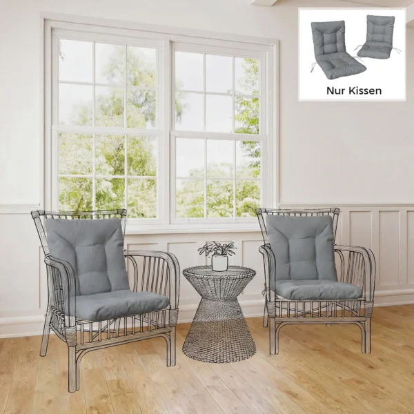 Buiten Zitkussen Met Rugleuning En Banden, Waterafstotende Kussens Voor Binnen En Buiten, Lichtgrijs