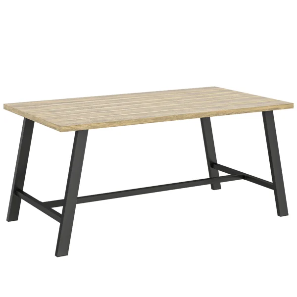 Buitencouchtafel, Rechthoekige Metalen Bijzettafel Met Tafelblad In Houtlook, 100 X 55 Cm, Bruin