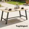 Buitencouchtafel, Rechthoekige Metalen Bijzettafel Met Tafelblad In Houtlook, 100 X 55 Cm, Bruin