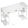 Bureau Keukentafel Met 2 USB laadpoorten 2 Stopcontacten Verstelbare Planken 3 Stoffen Lades 120x40x76 Cm Wit