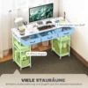 Bureau Keukentafel Met 2 USB laadpoorten 2 Stopcontacten Verstelbare Planken 3 Stoffen Lades 120x40x76 Cm Wit