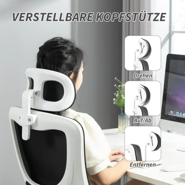 Bureaustoel, In Hoogte Verstelbaar, Verstelbare Hoofdsteun, Tot 120 Kg, 60x59x114 122 Cm, Zwart