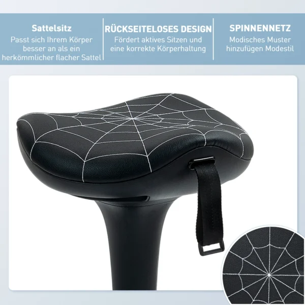 Bureaustoel Met Draaifunctie, Ergonomische Kruk, In Hoogte Verstelbaar 65,5 83,5 Cm 120° Kantelbaar Zwart