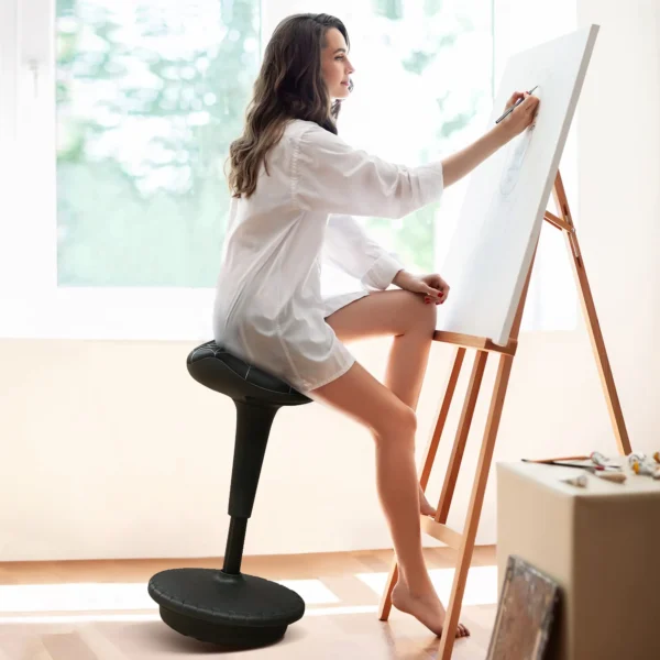 Bureaustoel Met Draaifunctie, Ergonomische Kruk, In Hoogte Verstelbaar 65,5 83,5 Cm 120° Kantelbaar Zwart