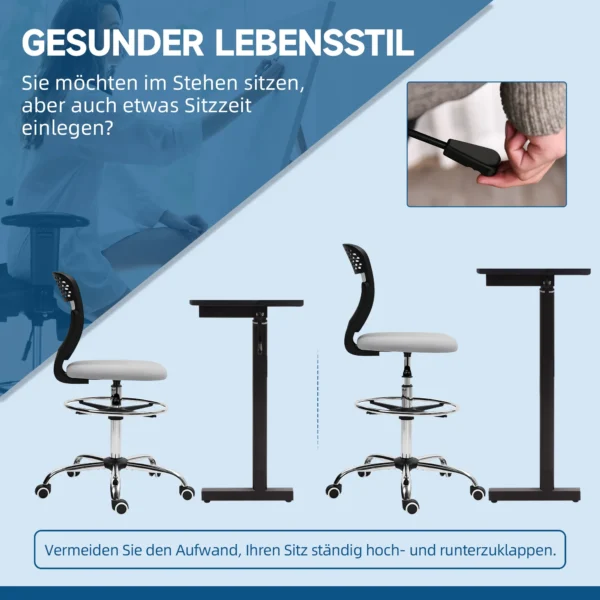 Bureaustoel, Werkstoel, Bureaustoel, In Hoogte Verstelbaar, Gevoerd, Lichtgrijs