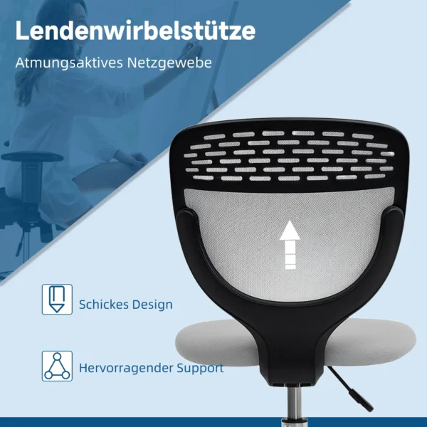 Bureaustoel, Werkstoel, Bureaustoel, In Hoogte Verstelbaar, Gevoerd, Lichtgrijs