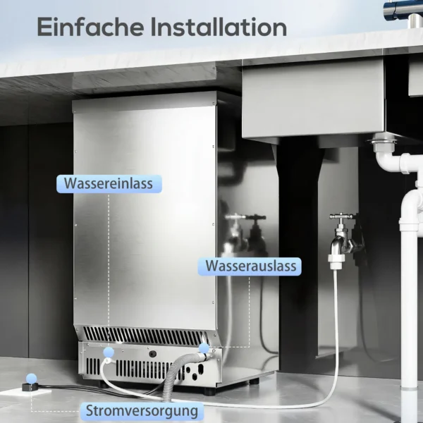 Commerciële IJsblokjesmaker 45 Kg/24 Uur, Roestvrij Staal, Met 13 Kg Opslag, Zelfreinigend, Zilver