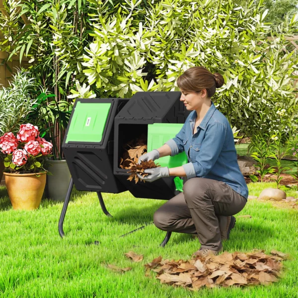 Composter 130 Liter, 67 X 60 X 77cm Snelcomposter Van Kunststof Met Ventilatiesysteem Voor Tuin, Keuken